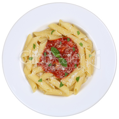 Penne Rigate Napoli mit Tomaten Sauce Nudeln Pasta Gericht freig