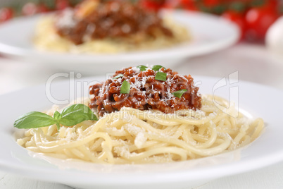 Spaghetti Bolognese Nudeln Pasta Gericht auf Teller
