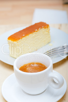 italian espresso coffee and cheese cake