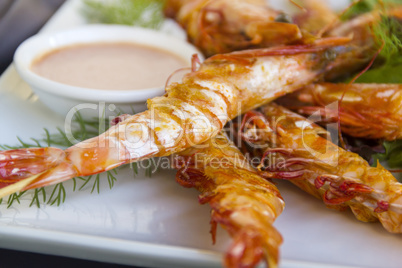 Grilled Skewered Shrimps