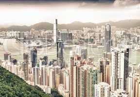 HONG KONG - MAY 12, 2014: Hong Kong skyline as seen from Victori
