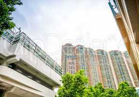 MACAU - MAY 10, 2014: City buildings and palms on a beautiful da