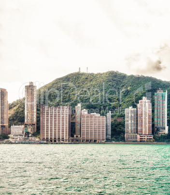 Hong Kong. City and island vegetation as seen from the sea