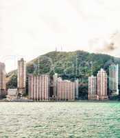 Hong Kong. City and island vegetation as seen from the sea