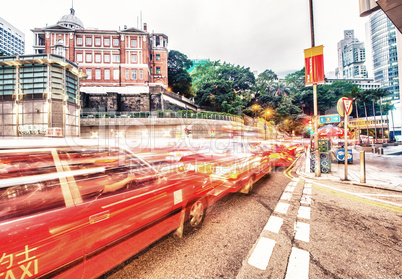 HONG KONG - MAY 10, 2014: Traffic light trails in the night. Pub