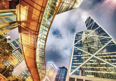 Hong Kong city skyline with night lights