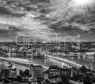 Instanbul night panorama from Galata Tower