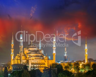 Sunset colors of Blue Mosque, Istanbul