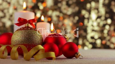 Christmas Balls and Burning Candles