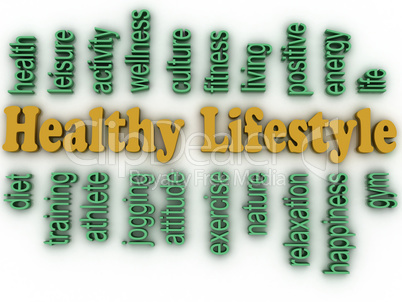 3d imagen healthy lifestyle issues concept word cloud background