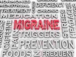 3d imagen Migraine issues and concepts word cloud background