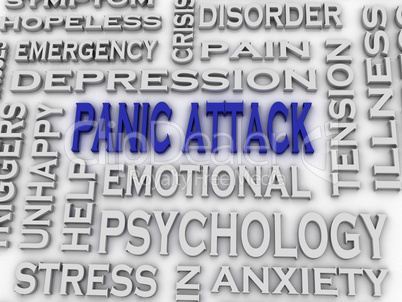 3d imagen Panic attack  issues concept word cloud background