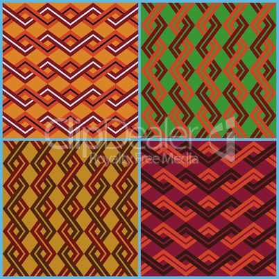 Four seamless ornaments on ethnic motifs