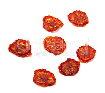 Dried slices of tomato. Selective focus