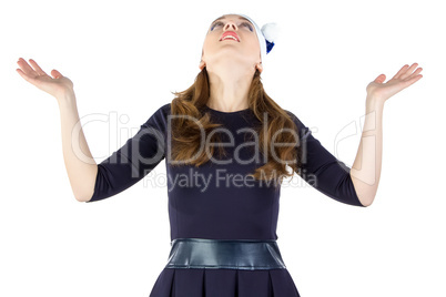 Photo of young woman in joyful anticipation
