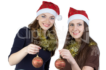 Image of two young women with christmas balls