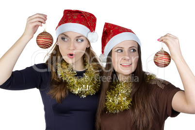 Portrait of two surprised young women