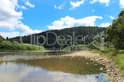 speed mountainous river in Carpathian mountains