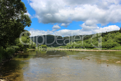 speed mountainous river in Carpathian mountains