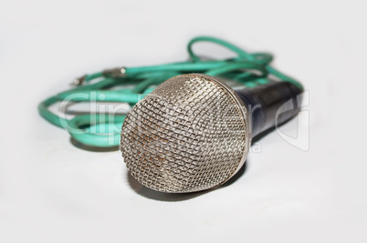 Microphone with green cable