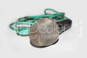 Microphone with green cable