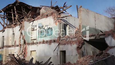 Destroyed Bombed Building Terror Attack War. Zoom in