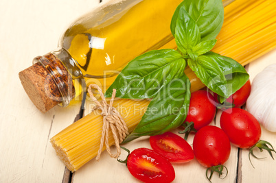 Italian spaghetti pasta tomato and basil