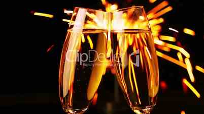 Two Glasses with Wine and Sparkler