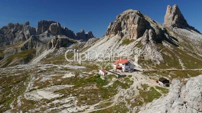 tourist hiking refuge Locatelli dolomite alps wide 11562