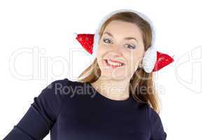 Photo of happy young woman in winter headphones
