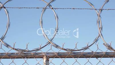 Woman Climbing Razor Wire Fence