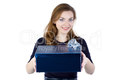 Image of young woman giving the gift