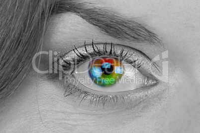 Black and white photo of rainbow eye