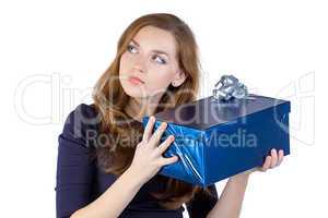 Photo of young woman received the gift