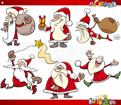 santa and christmas cartoon set