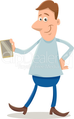 man with smart phone cartoon