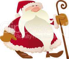 santa claus with cane cartoon