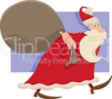 santa with sack cartoon illustration