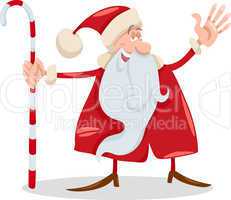 santa claus with cane cartoon