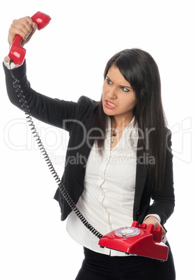 Wütende Frau am Telefon