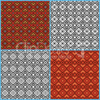 Four seamless ethnic patterns