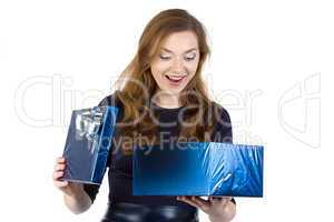 Photo of surprised woman received the gift