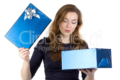 Portrait of young woman received the gift