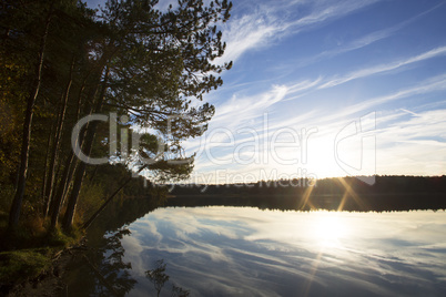 Sunset at the lakes Osterseen in Bavaria