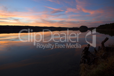 Sunset at the lakes Osterseen in Bavaria