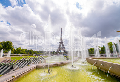 The Eiffel Tower on a beautiful summer day as seen from Trocader