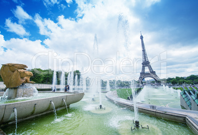 The Eiffel Tower on a beautiful summer day as seen from Trocader