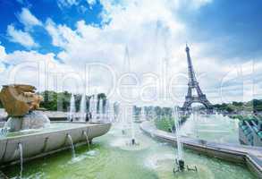 The Eiffel Tower on a beautiful summer day as seen from Trocader