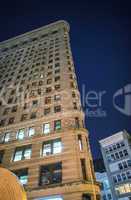 NEW YORK CITY, NY - MAY 20: Flatiron Building at night on May 20