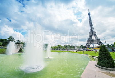 The Eiffel Tower on a beautiful summer day as seen from Trocader